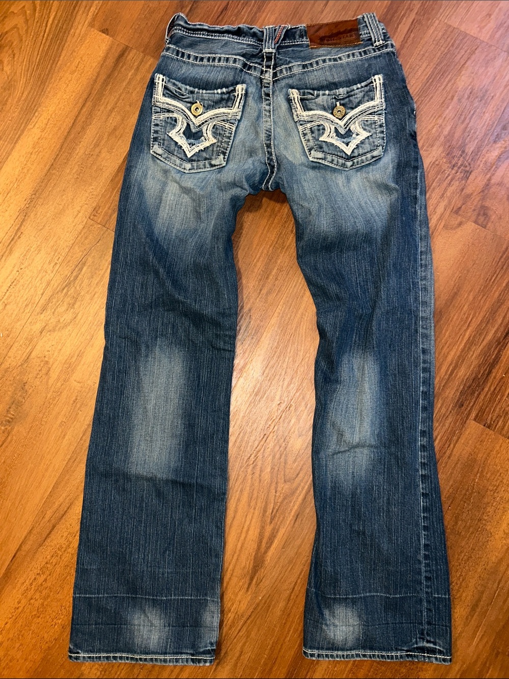 Big Star Buckle Pioneer Regular Boot Cut Embroidered Pocket Distressed Jeans 30R